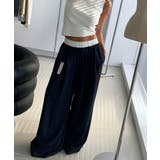 ドローストリングパッチワークストライプ柄ワイドパンツ | Ulysses | 詳細画像2 