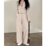 ベージュ | 長袖襟付きトップスパンツセットアップ | Ulysses