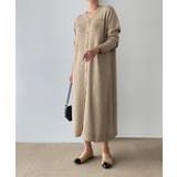 モカ | シングルブレストVネックニットワンピース | Ulysses