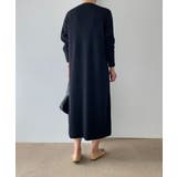 ブラック | シングルブレストVネックニットワンピース | Ulysses