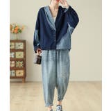 ブルー | デニム切り替えジャケット | Ulysses