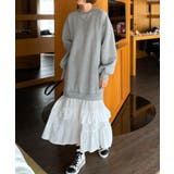 グレー | トレーナー切り替えフリルワンピース | Ulysses