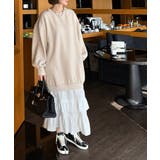 ベージュ | トレーナー切り替えフリルワンピース | Ulysses