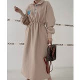 ベージュ | プリントボタンダウンワンピース | Ulysses