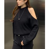 ブラック | シンプルオフショルダーニットトップス | Ulysses