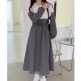 グレー | Poloネック配色ワンピース | Ulysses