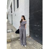 グレー | ボートネックトップスワイドパンツセットアップ | Ulysses