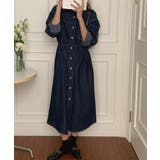 ダークブルー | ボタンダウンボタンでデニムワンピース | Ulysses