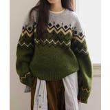 グレー | クルーネックジャカード長袖セーター | Ulysses