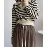 Vネックボーダー柄ニットトップス | Ulysses | 詳細画像1 