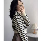 Vネックボーダー柄ニットトップス | Ulysses | 詳細画像2 