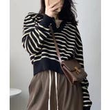 Vネックボーダー柄ニットトップス | Ulysses | 詳細画像5 