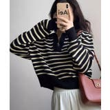 Vネックボーダー柄ニットトップス | Ulysses | 詳細画像6 