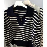 Vネックボーダー柄ニットトップス | Ulysses | 詳細画像8 