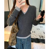 Vネック切り替えニットトップス | Ulysses | 詳細画像3 