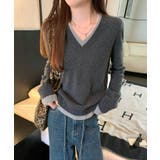 Vネック切り替えニットトップス | Ulysses | 詳細画像4 