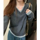 Vネック切り替えニットトップス | Ulysses | 詳細画像7 