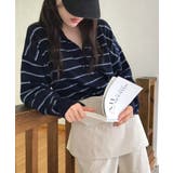 ボタンダウンボーダー柄ボタンでニットトップス | Ulysses | 詳細画像6