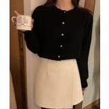 ブラック | クルーネックボタンでカーディガン | Ulysses