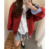 レッド | 襟付きフェイクレイヤードジップスジャケット | Ulysses