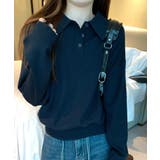 ネイビー | 襟付きボタンでニットセーター | Ulysses