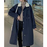 ネイビー | 襟付きジップスポケットファーコート | Ulysses