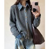 ダークグレー | ボタンダウン切り替えボタンでニットトップス | Ulysses