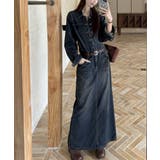 襟付きボタンでベルト付きデニムワンピース | Ulysses | 詳細画像1