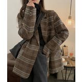 ブラウン | ポケットボタンでチェック柄スーツジャケット | Ulysses