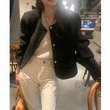 ブラック | シングルブレストクルーネック長袖ジャケット | Ulysses