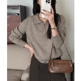 モカ | Vネックニット長袖トップス | Ulysses