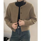 ブラウン | クルーネックボタンでメルトンジャケット | Ulysses