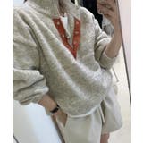 ライトグレー | ハーフネックボタンでドローストリングニットトップス | Ulysses