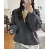 ダークグレー | ハーフネックボタンでドローストリングニットトップス | Ulysses