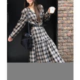 ベルト付きVネックチェック柄ワンピース | Ulysses | 詳細画像1