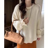 ベージュ | クルーネックフレア袖ニットトップス | Ulysses