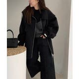 ブラック | 襟付きダブルジップメルトンジャケット | Ulysses