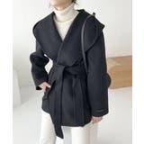 ブラック | フード付きベルト付きメルトンジャケット | Ulysses