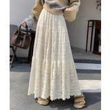 ベージュ | ゴム締めウエストレーススカート | Ulysses