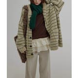 グリーン | フード付きボーダー柄ニットジャケット | Ulysses