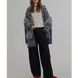 グレー | フード付きボーダー柄ニットジャケット | Ulysses