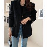 ブラック | レギュラーカラーシングルブレストツイードスーツジャケット | Ulysses