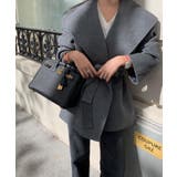 グレー | 襟付きベルト付きメルトンジャケット | Ulysses