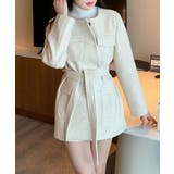 オフホワイト | ノーカラーベルト付きメルトンジャケット | Ulysses