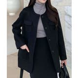 ブラック | ノーカラーベルト付きメルトンジャケット | Ulysses