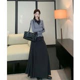 グレー | フェイクレイヤードボタンで長袖トップス+スカート | Ulysses