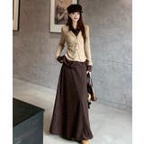 ブラウン | フェイクレイヤードボタンで長袖トップス+スカート | Ulysses