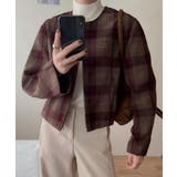 レッド | ジップスクルーネックチェック柄ジャケット | Ulysses