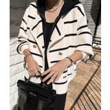 ホワイト | ボーダー柄切り替えニットジャケット | Ulysses