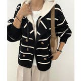 ブラック | ボーダー柄切り替えニットジャケット | Ulysses